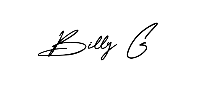 The best way (AmerikaSignatureDemo-Regular) to make a short signature is to pick only two or three words in your name. The name Billy G include a total of six letters. For converting this name. Billy G signature style 3 images and pictures png