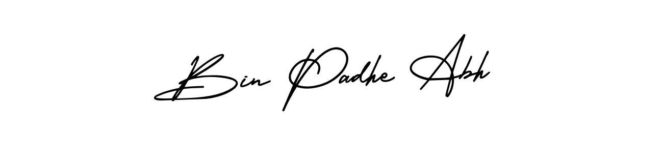 The best way (AmerikaSignatureDemo-Regular) to make a short signature is to pick only two or three words in your name. The name Bin Padhe Abh include a total of six letters. For converting this name. Bin Padhe Abh signature style 3 images and pictures png