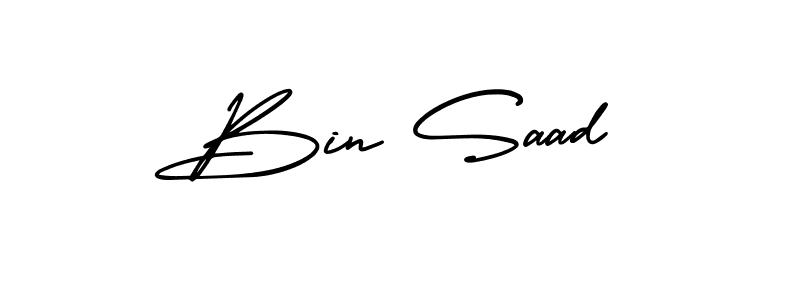 This is the best signature style for the Bin Saad name. Also you like these signature font (AmerikaSignatureDemo-Regular). Mix name signature. Bin Saad signature style 3 images and pictures png