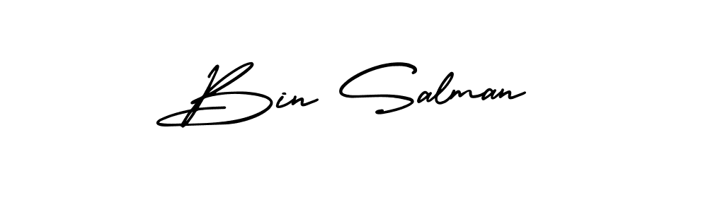 You should practise on your own different ways (AmerikaSignatureDemo-Regular) to write your name (Bin Salman) in signature. don't let someone else do it for you. Bin Salman signature style 3 images and pictures png