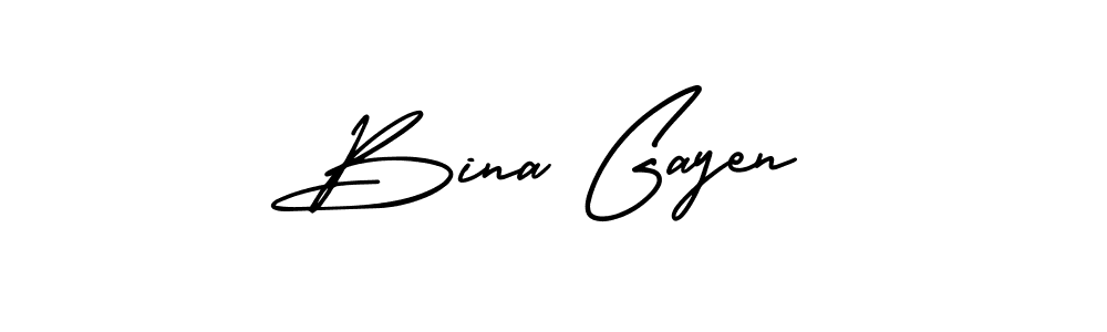 It looks lik you need a new signature style for name Bina Gayen. Design unique handwritten (AmerikaSignatureDemo-Regular) signature with our free signature maker in just a few clicks. Bina Gayen signature style 3 images and pictures png