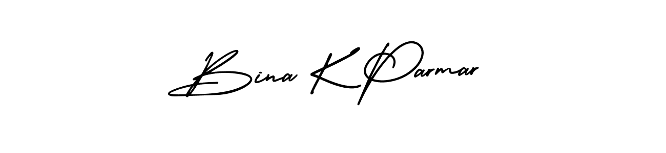 It looks lik you need a new signature style for name Bina K Parmar. Design unique handwritten (AmerikaSignatureDemo-Regular) signature with our free signature maker in just a few clicks. Bina K Parmar signature style 3 images and pictures png