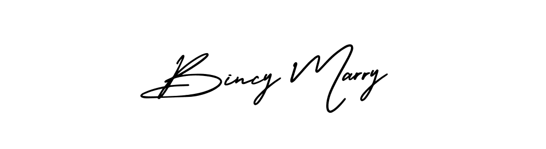 How to make Bincy Marry name signature. Use AmerikaSignatureDemo-Regular style for creating short signs online. This is the latest handwritten sign. Bincy Marry signature style 3 images and pictures png