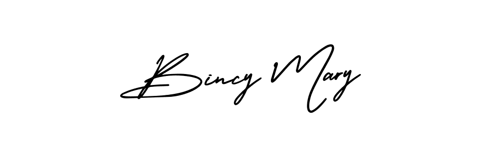 How to make Bincy Mary name signature. Use AmerikaSignatureDemo-Regular style for creating short signs online. This is the latest handwritten sign. Bincy Mary signature style 3 images and pictures png