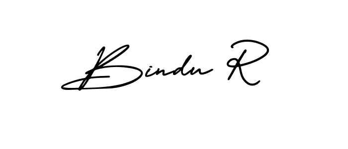 The best way (AmerikaSignatureDemo-Regular) to make a short signature is to pick only two or three words in your name. The name Bindu R include a total of six letters. For converting this name. Bindu R signature style 3 images and pictures png