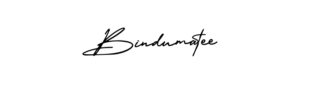 The best way (AmerikaSignatureDemo-Regular) to make a short signature is to pick only two or three words in your name. The name Bindumatee include a total of six letters. For converting this name. Bindumatee signature style 3 images and pictures png