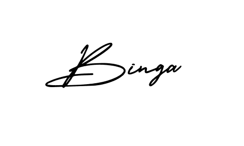Use a signature maker to create a handwritten signature online. With this signature software, you can design (AmerikaSignatureDemo-Regular) your own signature for name Binga. Binga signature style 3 images and pictures png