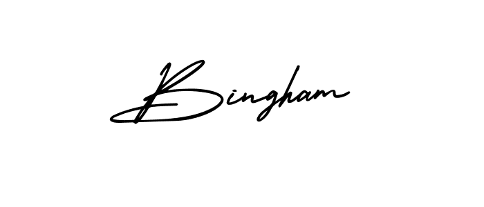 Use a signature maker to create a handwritten signature online. With this signature software, you can design (AmerikaSignatureDemo-Regular) your own signature for name Bingham. Bingham signature style 3 images and pictures png