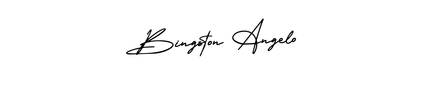 This is the best signature style for the Bingston Angelo name. Also you like these signature font (AmerikaSignatureDemo-Regular). Mix name signature. Bingston Angelo signature style 3 images and pictures png