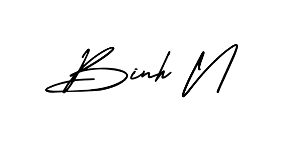 Binh N stylish signature style. Best Handwritten Sign (AmerikaSignatureDemo-Regular) for my name. Handwritten Signature Collection Ideas for my name Binh N. Binh N signature style 3 images and pictures png