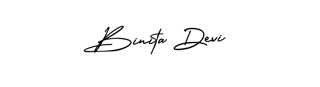 The best way (AmerikaSignatureDemo-Regular) to make a short signature is to pick only two or three words in your name. The name Binita Devi include a total of six letters. For converting this name. Binita Devi signature style 3 images and pictures png