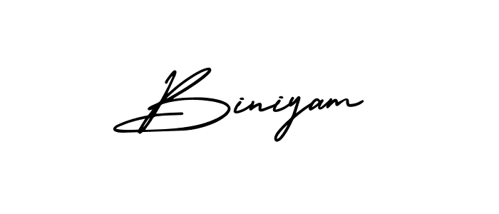 How to make Biniyam name signature. Use AmerikaSignatureDemo-Regular style for creating short signs online. This is the latest handwritten sign. Biniyam signature style 3 images and pictures png
