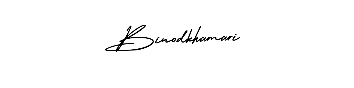 You should practise on your own different ways (AmerikaSignatureDemo-Regular) to write your name (Binodkhamari) in signature. don't let someone else do it for you. Binodkhamari signature style 3 images and pictures png