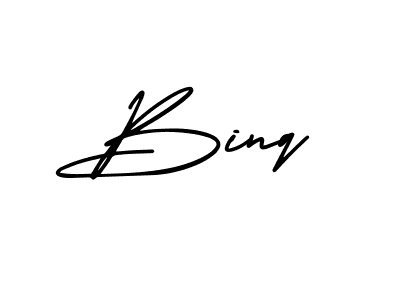 Design your own signature with our free online signature maker. With this signature software, you can create a handwritten (AmerikaSignatureDemo-Regular) signature for name Binq. Binq signature style 3 images and pictures png