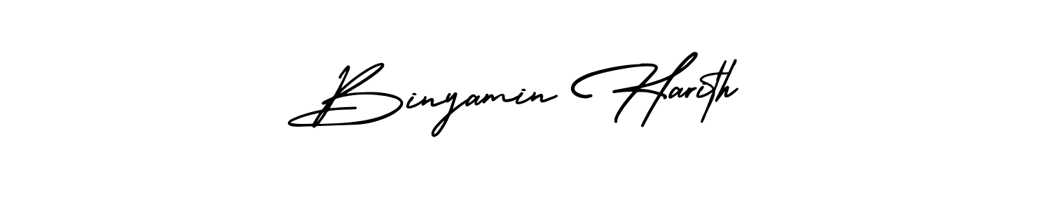 Design your own signature with our free online signature maker. With this signature software, you can create a handwritten (AmerikaSignatureDemo-Regular) signature for name Binyamin Harith. Binyamin Harith signature style 3 images and pictures png