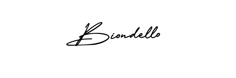 Biondello stylish signature style. Best Handwritten Sign (AmerikaSignatureDemo-Regular) for my name. Handwritten Signature Collection Ideas for my name Biondello. Biondello signature style 3 images and pictures png