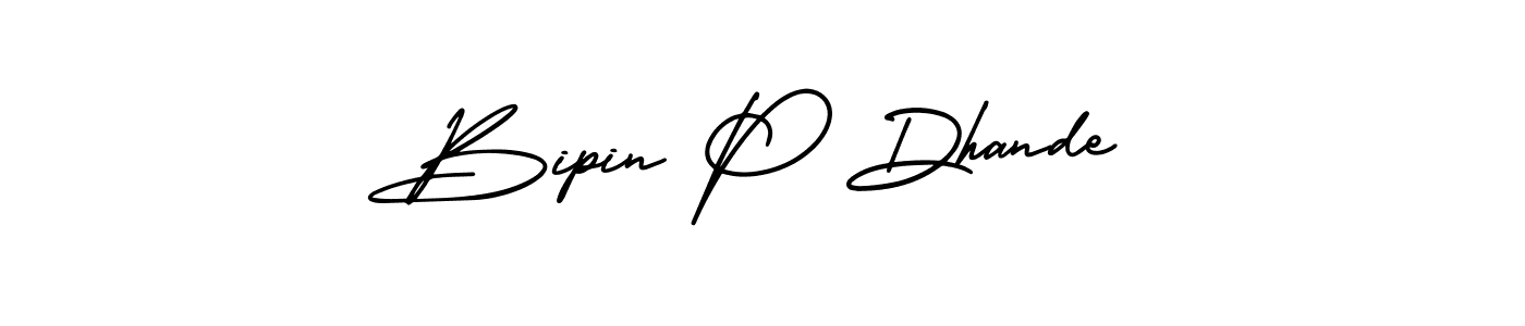 The best way (AmerikaSignatureDemo-Regular) to make a short signature is to pick only two or three words in your name. The name Bipin P Dhande include a total of six letters. For converting this name. Bipin P Dhande signature style 3 images and pictures png