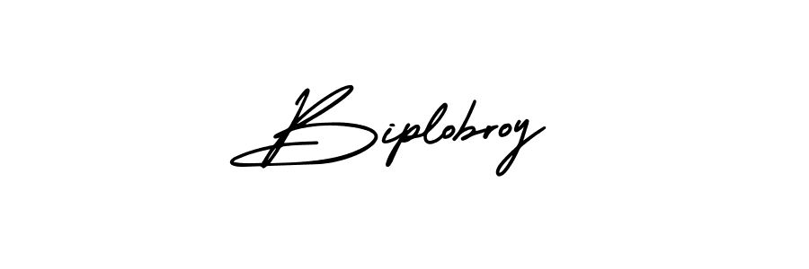 How to make Biplobroy name signature. Use AmerikaSignatureDemo-Regular style for creating short signs online. This is the latest handwritten sign. Biplobroy signature style 3 images and pictures png