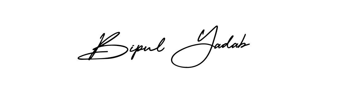 The best way (AmerikaSignatureDemo-Regular) to make a short signature is to pick only two or three words in your name. The name Bipul Yadab include a total of six letters. For converting this name. Bipul Yadab signature style 3 images and pictures png