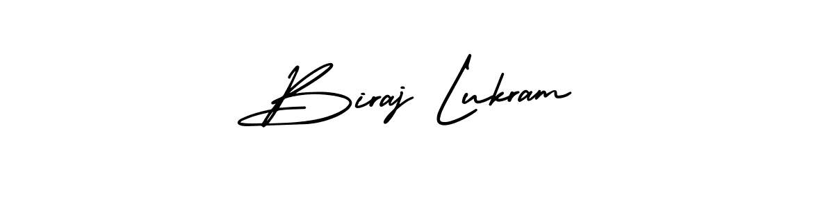 How to Draw Biraj Lukram signature style? AmerikaSignatureDemo-Regular is a latest design signature styles for name Biraj Lukram. Biraj Lukram signature style 3 images and pictures png