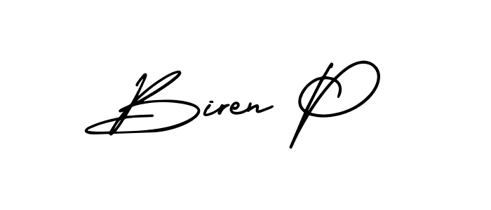 How to make Biren P signature? AmerikaSignatureDemo-Regular is a professional autograph style. Create handwritten signature for Biren P name. Biren P signature style 3 images and pictures png