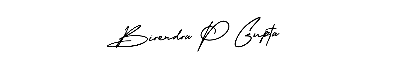 The best way (AmerikaSignatureDemo-Regular) to make a short signature is to pick only two or three words in your name. The name Birendra P Gupta include a total of six letters. For converting this name. Birendra P Gupta signature style 3 images and pictures png