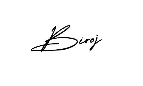 The best way (AmerikaSignatureDemo-Regular) to make a short signature is to pick only two or three words in your name. The name Biroj include a total of six letters. For converting this name. Biroj signature style 3 images and pictures png