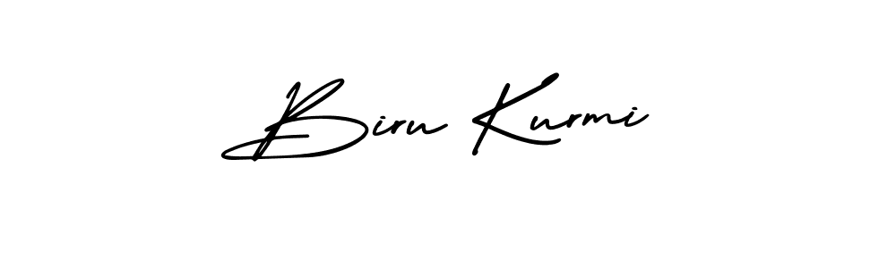 You should practise on your own different ways (AmerikaSignatureDemo-Regular) to write your name (Biru Kurmi) in signature. don't let someone else do it for you. Biru Kurmi signature style 3 images and pictures png