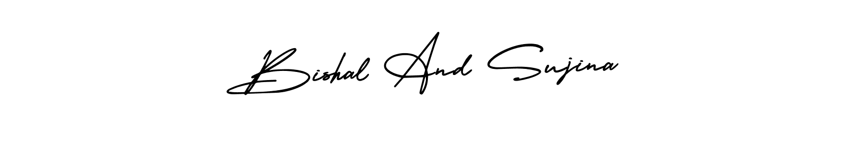 How to make Bishal And Sujina signature? AmerikaSignatureDemo-Regular is a professional autograph style. Create handwritten signature for Bishal And Sujina name. Bishal And Sujina signature style 3 images and pictures png