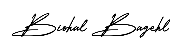 A timeless handwritten aesthetic for Bishal Bagehl. The AmerikaSignatureDemo-Regular font gives your signature a handcrafted feel with natural curves. Bishal Bagehl signature style 3 images and pictures png