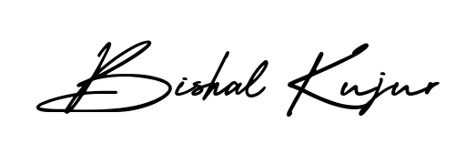 The AmerikaSignatureDemo-Regular typeface gives name Bishal Kujur a refined look. Suitable for certificates, diplomas, and official verification. Bishal Kujur signature style 3 images and pictures png