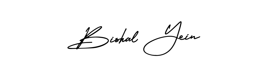 The best way (AmerikaSignatureDemo-Regular) to make a short signature is to pick only two or three words in your name. The name Bishal Yein include a total of six letters. For converting this name. Bishal Yein signature style 3 images and pictures png