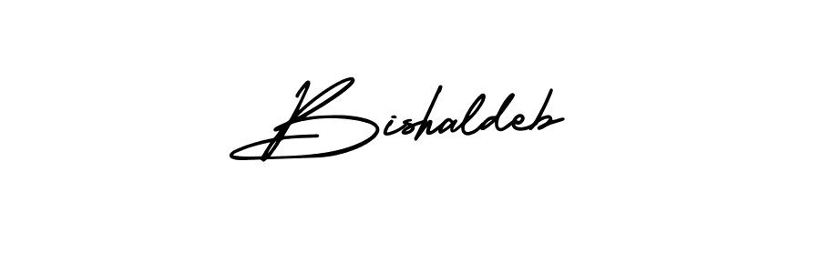 How to make Bishaldeb name signature. Use AmerikaSignatureDemo-Regular style for creating short signs online. This is the latest handwritten sign. Bishaldeb signature style 3 images and pictures png