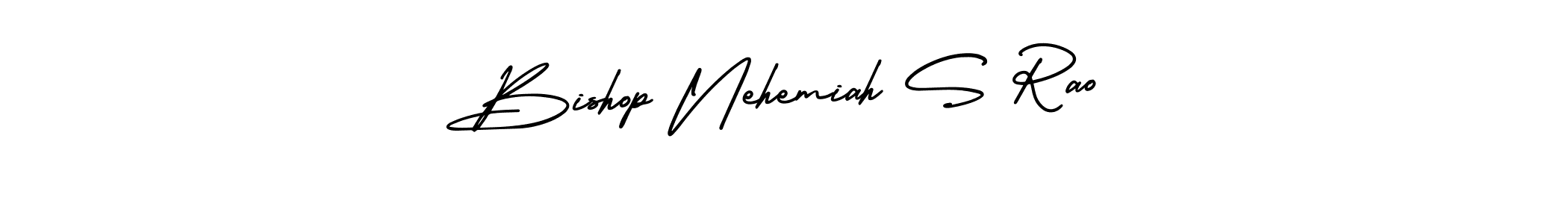 You should practise on your own different ways (AmerikaSignatureDemo-Regular) to write your name (Bishop Nehemiah S Rao) in signature. don't let someone else do it for you. Bishop Nehemiah S Rao signature style 3 images and pictures png