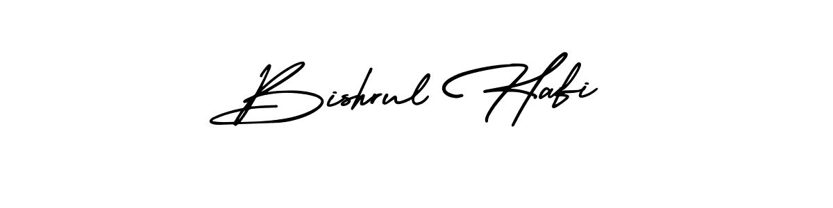 The best way (AmerikaSignatureDemo-Regular) to make a short signature is to pick only two or three words in your name. The name Bishrul Hafi include a total of six letters. For converting this name. Bishrul Hafi signature style 3 images and pictures png