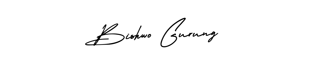 if you are searching for the best signature style for your name Bishwo Gurung. so please give up your signature search. here we have designed multiple signature styles  using AmerikaSignatureDemo-Regular. Bishwo Gurung signature style 3 images and pictures png