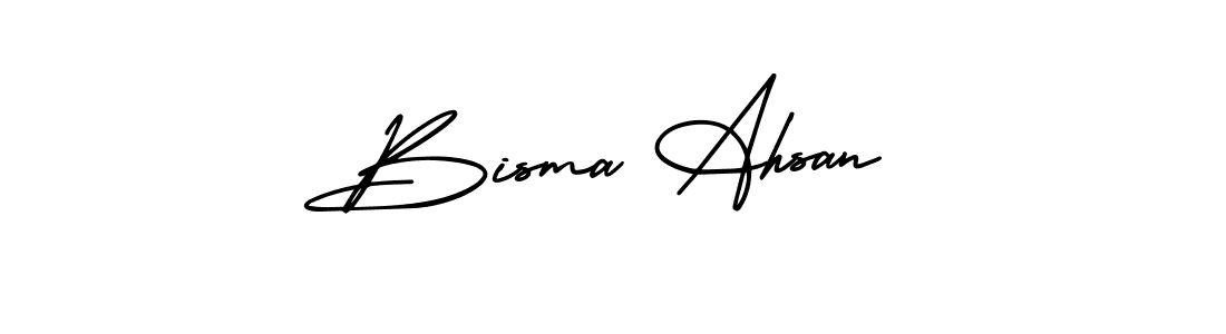 This is the best signature style for the Bisma Ahsan name. Also you like these signature font (AmerikaSignatureDemo-Regular). Mix name signature. Bisma Ahsan signature style 3 images and pictures png