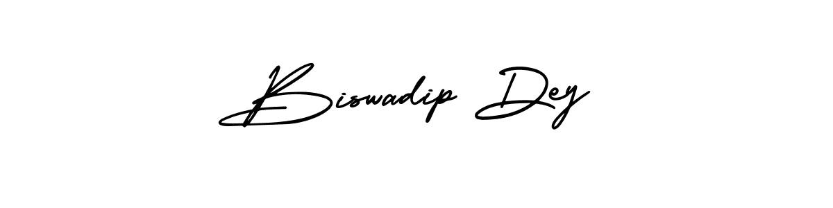 The best way (AmerikaSignatureDemo-Regular) to make a short signature is to pick only two or three words in your name. The name Biswadip Dey include a total of six letters. For converting this name. Biswadip Dey signature style 3 images and pictures png