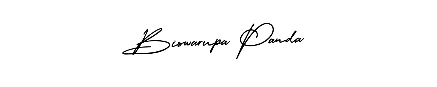 You should practise on your own different ways (AmerikaSignatureDemo-Regular) to write your name (Biswarupa Panda) in signature. don't let someone else do it for you. Biswarupa Panda signature style 3 images and pictures png