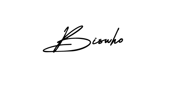 How to make Biswho name signature. Use AmerikaSignatureDemo-Regular style for creating short signs online. This is the latest handwritten sign. Biswho signature style 3 images and pictures png