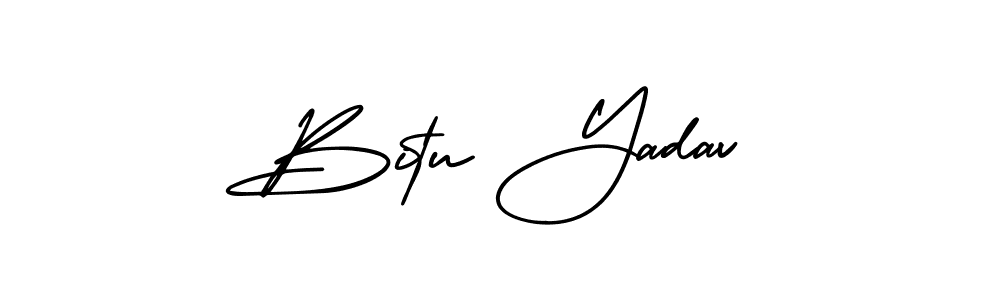 You should practise on your own different ways (AmerikaSignatureDemo-Regular) to write your name (Bitu Yadav) in signature. don't let someone else do it for you. Bitu Yadav signature style 3 images and pictures png