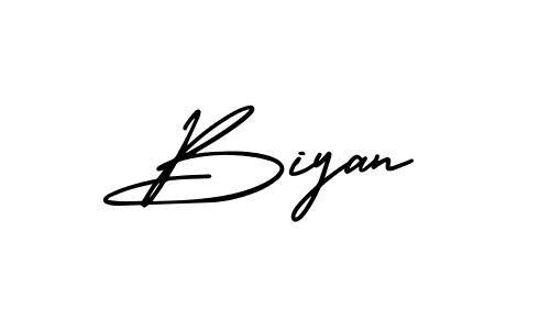 Design your own signature with our free online signature maker. With this signature software, you can create a handwritten (AmerikaSignatureDemo-Regular) signature for name Biyan. Biyan signature style 3 images and pictures png