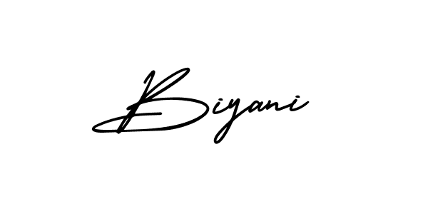 How to make Biyani name signature. Use AmerikaSignatureDemo-Regular style for creating short signs online. This is the latest handwritten sign. Biyani signature style 3 images and pictures png