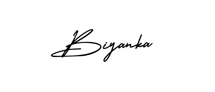 How to make Biyanka name signature. Use AmerikaSignatureDemo-Regular style for creating short signs online. This is the latest handwritten sign. Biyanka signature style 3 images and pictures png