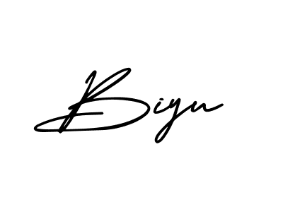 The best way (AmerikaSignatureDemo-Regular) to make a short signature is to pick only two or three words in your name. The name Biyu include a total of six letters. For converting this name. Biyu signature style 3 images and pictures png