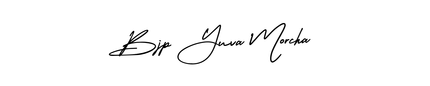 The best way (AmerikaSignatureDemo-Regular) to make a short signature is to pick only two or three words in your name. The name Bjp Yuva Morcha include a total of six letters. For converting this name. Bjp Yuva Morcha signature style 3 images and pictures png