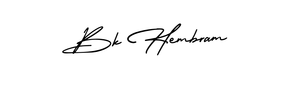 You should practise on your own different ways (AmerikaSignatureDemo-Regular) to write your name (Bk Hembram) in signature. don't let someone else do it for you. Bk Hembram signature style 3 images and pictures png