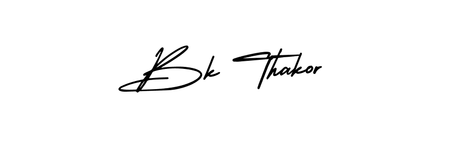 How to make Bk Thakor name signature. Use AmerikaSignatureDemo-Regular style for creating short signs online. This is the latest handwritten sign. Bk Thakor signature style 3 images and pictures png