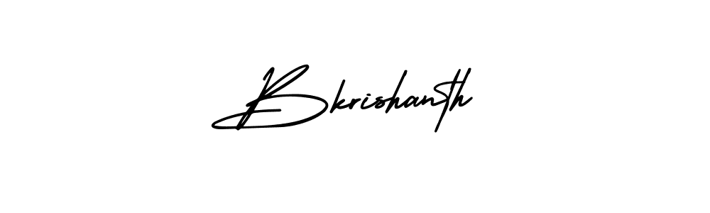 You should practise on your own different ways (AmerikaSignatureDemo-Regular) to write your name (Bkrishanth) in signature. don't let someone else do it for you. Bkrishanth signature style 3 images and pictures png
