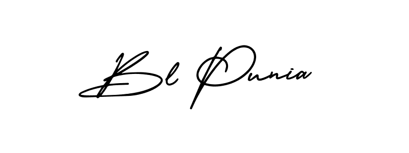 The best way (AmerikaSignatureDemo-Regular) to make a short signature is to pick only two or three words in your name. The name Bl Punia include a total of six letters. For converting this name. Bl Punia signature style 3 images and pictures png